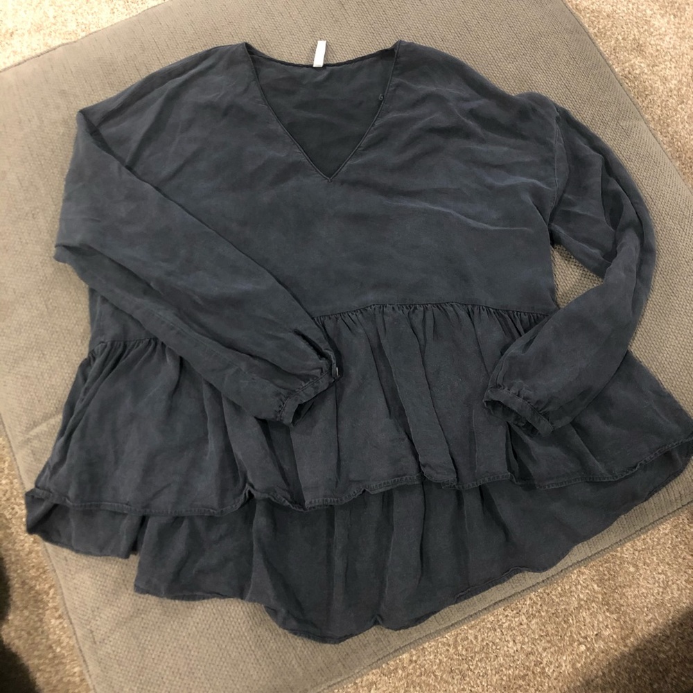 Zara TRF Collection black peplum style top sz L